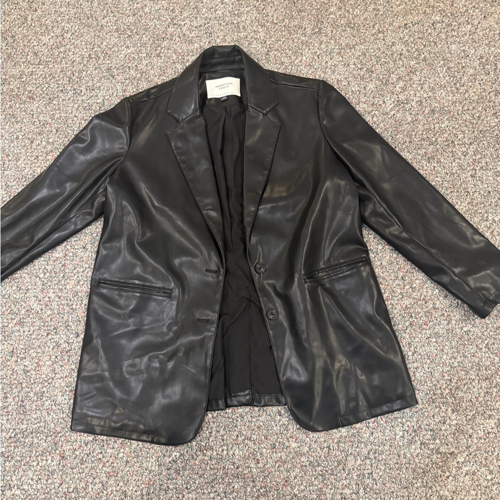 AE Black Vegan Leather Blazer